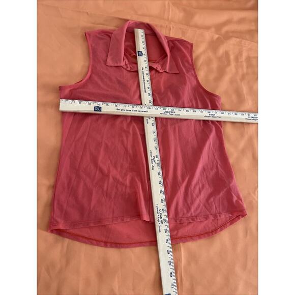 Women RECKLESS HEARTS Open Front Tunic XL Sleeveless Collared Open Back Orange - Picture 6 of 8